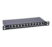 InLine® Panneau de Brassage Cat.6A 0,5HE 12 Compartiments Noir 10" avec Protection Anti-poussière