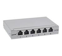 InLine® Panneau de Brassage Cat.6A 0,5HE 6 Compartiments pour Table/Mur/Rail de Chapeau, avec Protection Anti-poussière, Gris