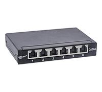 InLine® Panneau de Brassage Cat.6A 0,5U 6 Voies pour Table/Mur/Rail DIN avec Protection Anti-poussière Noir