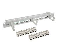 InLine Panneau de brassage Cat.6A 16 compartiments, 19" 1U, 16 ports Keystone, 10 Gb/s & PoE++, gestion des câbles intégré, boîtier en métal robuste, gris clair, 76822C