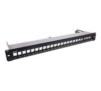 InLine® Panneau de Brassage Keystone 24 Compartiments, Panneau de Brassage avec Extension, 19", 1U, Noir RAL9005