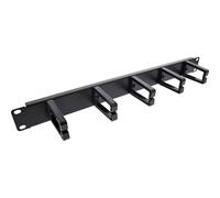 InLine® Panneau guide-câbles 19", 5 étriers en plastique, RAL 9005, noir