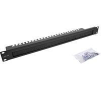 InLine® Panneau passe-câbles 19" avec brosse et réglette de câbles, 1UH, RAL 9005