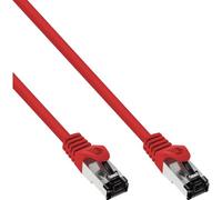 InLine - Patch-Kabel - RJ-45 (M) zu RJ-45 (M) - 15,0m - SFTP, PiMF - CAT 8,1 - IEEE 802,3af/IEEE 802,3at - geformt, ohne Haken, verseilt, halogenfrei, rund, hauchvergoldete Kontakte - Rot (78815R)