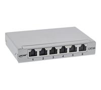 InLine® Patchfeld Cat.6A 0,5HE 6-fach, für Tisch/Wand/Hutschiene, mit Staubschutz, grau (76816A)