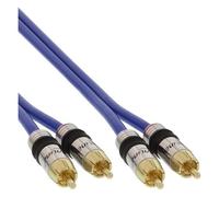 InLine Premium - Câble audio - RCA mâle pour RCA mâle - 15 m - câble coaxial à double blindage - bleu