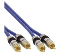 InLine Premium - Câble audio - RCA mâle pour RCA mâle - 5 m - câble coaxial à double blindage - bleu