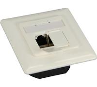 InLine® Prise Cat.6 encastrée, 2x RJ45 prise femelle, RAL9010 blanc, horizontal
