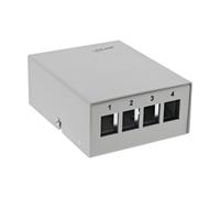 InLine® Prise panneau de brassage en saillie pour 4x Keystone RJ45, métal, gris clair RAL7035