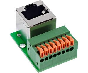 Inline Prise RJ45 coudée 8 broches push-in pour rail DIN Cat.5e Prise réseau sans outil Couplage LAN Ethernet vertical 92505G