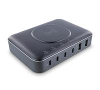 InLine Qi 31517K Station d'alimentation sans fil 6 ports, 4 ports USB-C, 2 ports USB-A, GaN, 100 W, chargeur rapide, bloc d'alimentation pour MacBook Pro/Air, iPhone/Pro/mini, iPad Pro, Pixel et plus