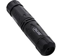 Inline Raccord de câble d'alimentation étanche IP68, Connexion 2 Voies, 3 Broches, Filetage M20, diamètre de câble 4-14 mm, 500 V, 32 A, Joint en Silicone, Noir, 69927T