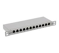 InLine® RAL7035 Panneau de Brassage 10" Cat.6A 0,5U 12 Compartiments Gris Clair