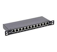 InLine® RAL9005 Panneau de Brassage 10" Cat.6A 0,5U 12 Compartiments Noir