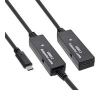 InLine Rallonge active USB 3.2 Gen.1 - Connecteur USB-C mâle vers USB-C femelle - Câble adaptateur avec amplification du signal - Longue distance - Pour disques durs, imprimantes, webcams, claviers et