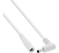 Inline Rallonge CC fiche coudée 4,0 x 1,7 mm Blanc 0,5 m | 0,5 m, AWG 18, 12-24 V DC, 140 W, prise droite, gaine en PVC, gestion de câble peu encombrante