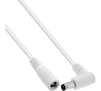 Inline Rallonge CC fiche coudée 5,5 x 2,1 mm Blanc 2 m | 2 m, AWG 18, 12-24 V DC, 140 W, prise droite, gaine en PVC, gestion de câble peu encombrante
