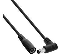 Inline Rallonge CC fiche coudée 5,5 x 2,1 mm Noir 0,2 m | 0,2 m, AWG 18, 12-24 V DC, 140 W, prise droite, gaine en PVC, gestion de câble peu encombrante