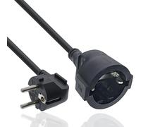 InLine 16407Y Câble de rallonge, câble d'alimentation, 7 m, fiche coudée/femelle, H05VV-F, pour l'intérieur, protection renforcée contre les contacts, noir