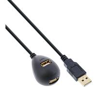 InLine® rallonge USB 2.0, ST / BU, type A, noir, avec pied, 2m