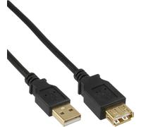 InLine® rallonge USB 2.0, ST / BU, type A, noir, contacts or, 0,5m