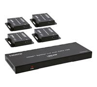 Inline Répartiteur HDMI 1x4, Cat.6, 4K 30 Hz, avec récepteurs | HDMI vers 4 écrans, jusqu'à 70 m Full HD ou 40 m 4K, Cat.6, EDID, canal de retour infrarouge, récepteur inclus