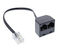 InLine® répartiteur ISDN 1x RJ45 ST / 2x RJ45 BU, (8P4C), sans résistances terminales, 0,15m