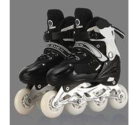 Inline Skates 4 en 1 - Patins à Glace et Rollers Réglables pour Enfants et Adultes - Roulement ACEB7 - Code M - Noir (Taille 35-38)