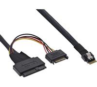 InLine® Slim SAS Cable, SFF-8654 zu U.2 SFF-8639 + SATA Strom, 24Gb/s, 0,5m
