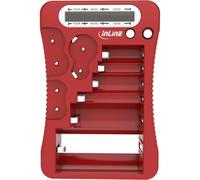 Inline Testeur de piles avec écran LCD, compact, convient pour AA, AAA, C, D, 9 V, CR123A, piles bouton, CR-V3, 2CR5, utilisable sans connexion d'alimentation, rouge, 01285R