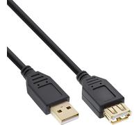 InLine® USB 2.0 Extension Cable Type A male to A female gold plated black 10m