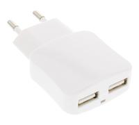 InLine® USB bloc d'alimentation 2x, chargeur, adaptateur de courant, 100-240V à 5V/2.1A, blanc