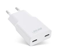 InLine Chargeur USB-C ultra compact à 2 ports, 30 W, chargeur rapide Power Delivery, PPS, source d'alimentation/adaptateur pour iPhone/Pro/Mini, iPad, Pixel, Samsung et plus - Blanc 31509C