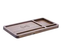 InLine WoodCharge Organizer - Station de Charge sans Fil Qi en Bois de Noyer avec LED, 3 bobines, USB-C, Chargeur sans Fil, 33392Y