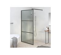 Inloopdouchewand 100x195 cm donker ESG-glas zwart151891