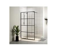 Inloopdouchewand 100x195 cm ESG-glas transparant en zwart151035