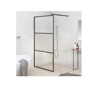 Inloopdouchewand 100x195 cm halfmat ESG-glas zwart151874
