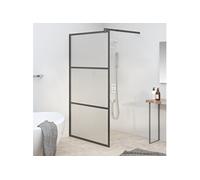 Inloopdouchewand 100x195 cm mat ESG-glas zwart151878