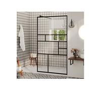 Paroi de douche 90x195 cm verre ESG clair cadre alu noir barres réglables