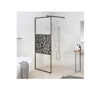 vidaXL Paroi de douche 90x195 cm Verre ESG avec design de pierre Noir