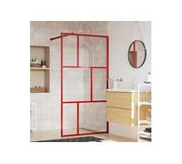 vidaXL Paroi de douche avec verre ESG transparent rouge 115x195 cm, paroi de douche, parois de douche, cabine de douche, cloison de douche
