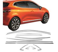 INLY Lot de 12 baguettes de fenêtre, moulures décoratives, encadrements de fenêtre en chrome, en acier inoxydable, compatibles avec Clio 5 (à partir de 2019)