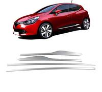 INLY Lot de 4 baguettes de protection latérales en acier inoxydable chromé compatible avec Clio 4 (2012-2018)