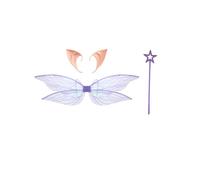 inlzdz Ailes De Libellule Scintillantes Avec Des Oreilles Delfe Et Une Baguette De Fée Pour Une Fête Déguisée Dhalloween Violet Taille unique