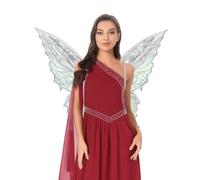 inlzdz Ailes De Papillon Scintillantes Et Transparentes Pour Halloween Avec Oreilles Delfe Et Baguette De Fée Étoilée Pour Fête Cosplay Argent Taille unique