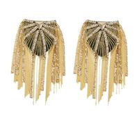 Inlzdz Chaîne Métallique Épaulettes Épaulettes Badge Punk Frange Épaulette Broche Épingles Pour Veste Uniforme Accessoires Or 2 pièces Taille unique