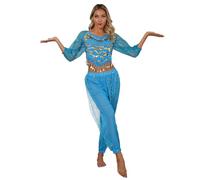inlzdz Costume Danse Orientale Femme Paillettes Ensemble Danse du Ventre Pantalon et Haut de Belly Danse Déguisement Danseurs Princesse Indien Arabe Carnaval A Bleu Ciel Taille Unique