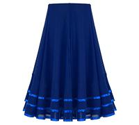 inlzdz Enfant Fille Robe Tutu Danse Espagnole Flamenco Volants Jupe Plissée Danse Latine Salsa Jazz Tango Jupe Danse Classique Ballerine Soirée Bal Performance 6-14 Ans Bleu 11-12 Ans