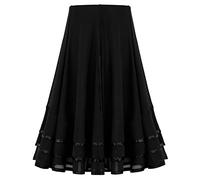 inlzdz Enfant Fille Robe Tutu Danse Espagnole Flamenco Volants Jupe Plissée Danse Latine Salsa Jazz Tango Jupe Danse Classique Ballerine Soirée Bal Performance 6-14 Ans Noir 13-14 Ans