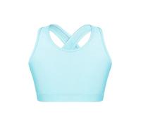 inlzdz Enfant Fille Soutien-Gorge de Sport Jogging Crop Top de Danse Moderne Jazz Brassière Bra Push-up Tank Top Danse de Rue Hip-Hop Débardeur Sportwear 4-16 Ans Bleu Clair 11-12 Ans